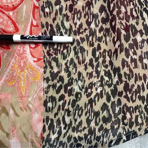 Style & Co Embroidered Leopard Paisley Print Sheer Peasant Blouse Size XL - Picture 3 of 9